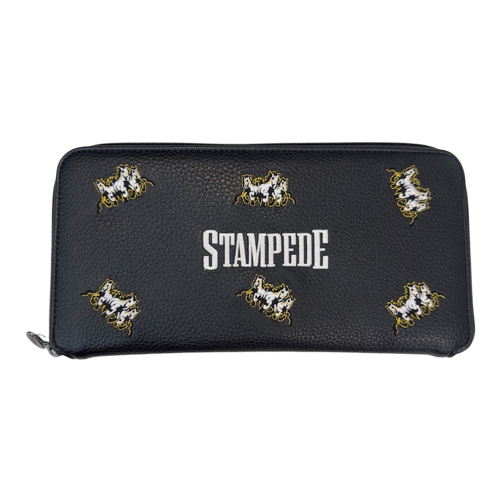 PRG Golf Stampede Yardage Book Cover Black Pebbled Embroidered Zippered Wallet